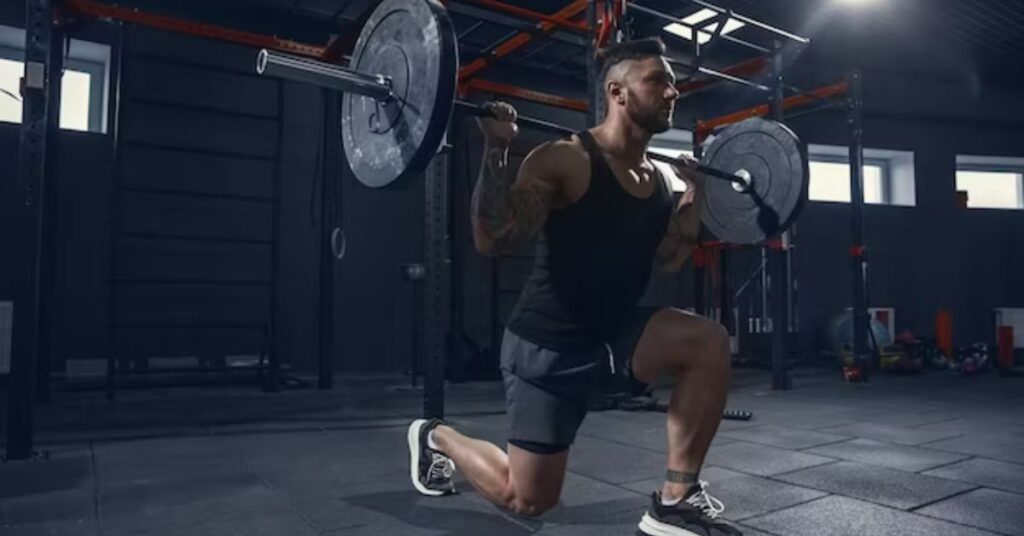 a men doing lunges