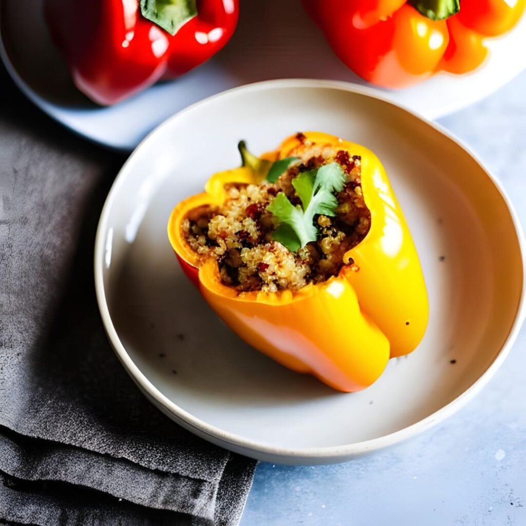 Quinoa-Stuffed Bell Peppers with a side salad. 