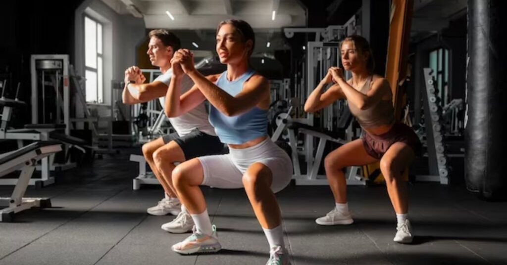 a group of ladies doing workout