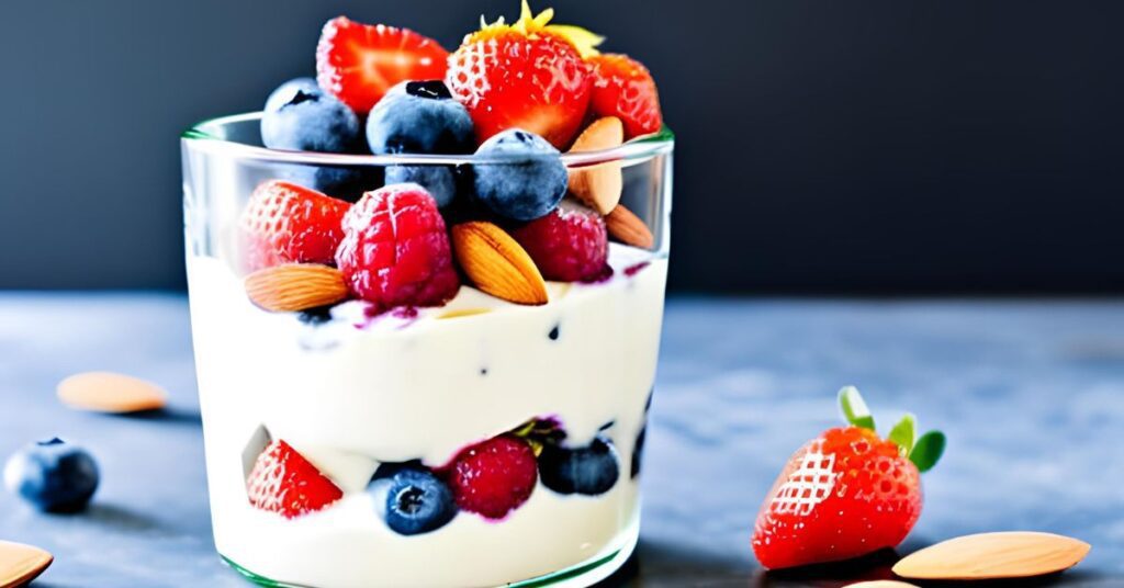 Greek Yogurt Parfait with Mixed Berries and Almonds
