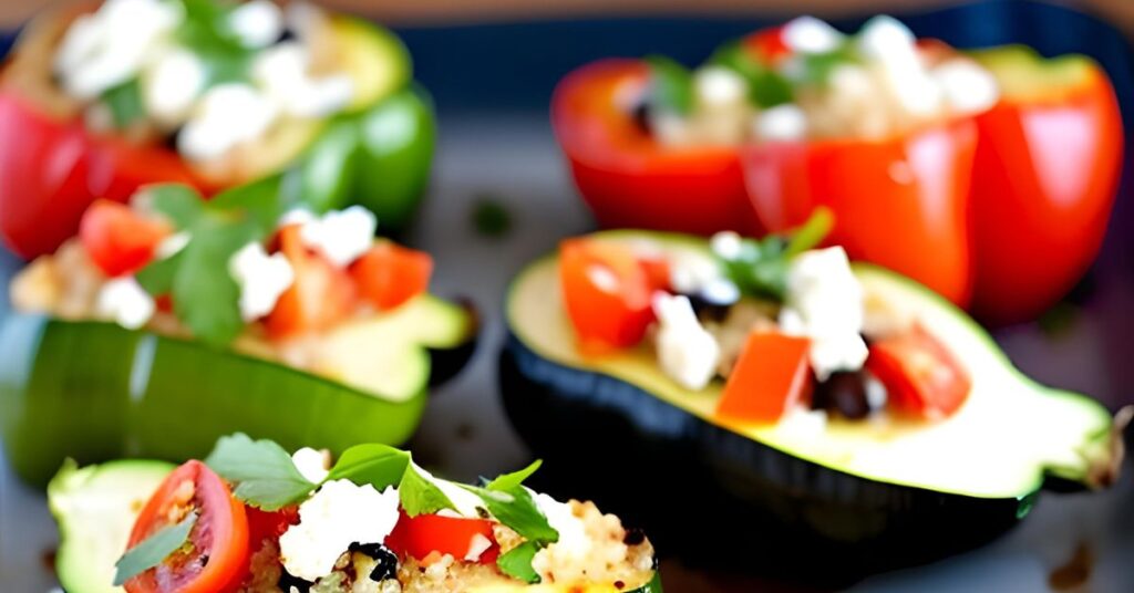Grilled Veggie and Quinoa Stuffed Bell Peppers

