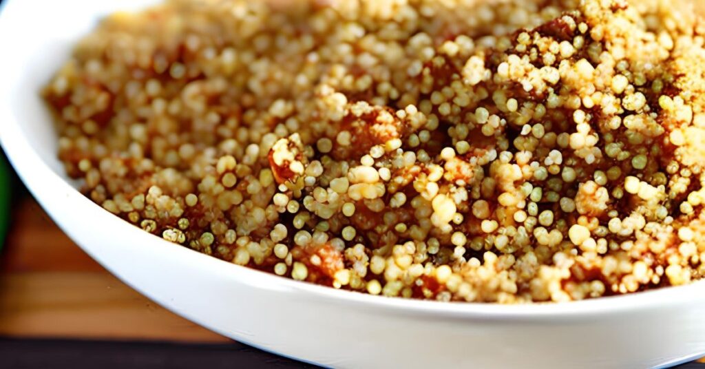 a bowl of quinoa on a table