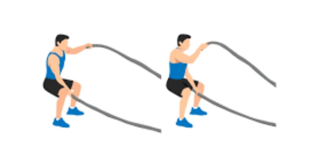 Battle Rope Waves with Push-Ups  
