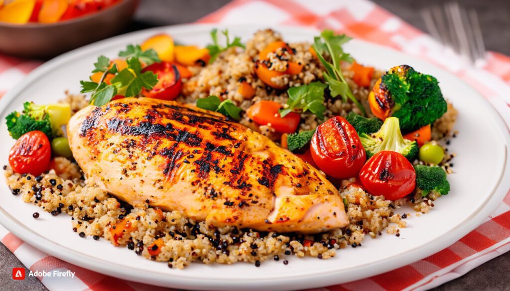 Grilled Chicken Breast with Roasted Veggies and Quinoa