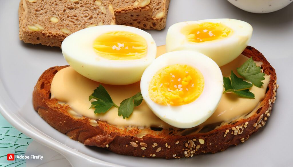 Hard-boiled eggs with whole-wheat toast   