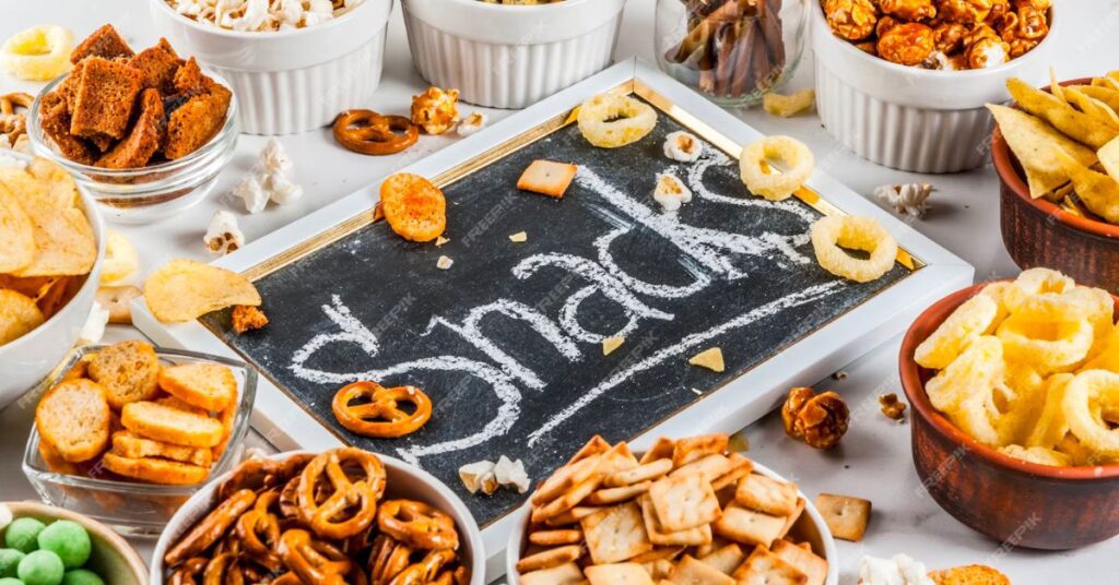 a table with snacks on it