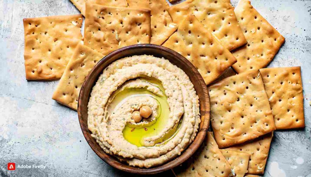 Whole Grain Crackers with Hummus
