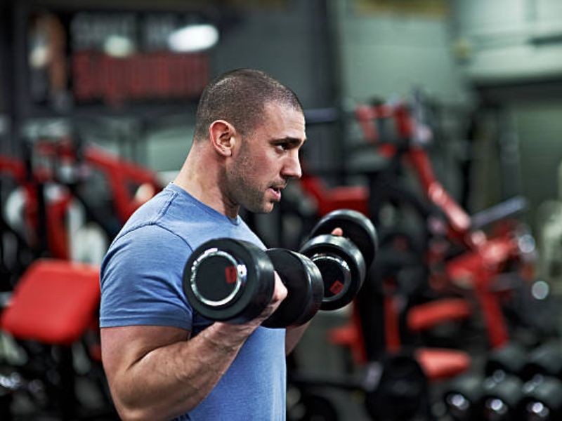 a person lifting weights